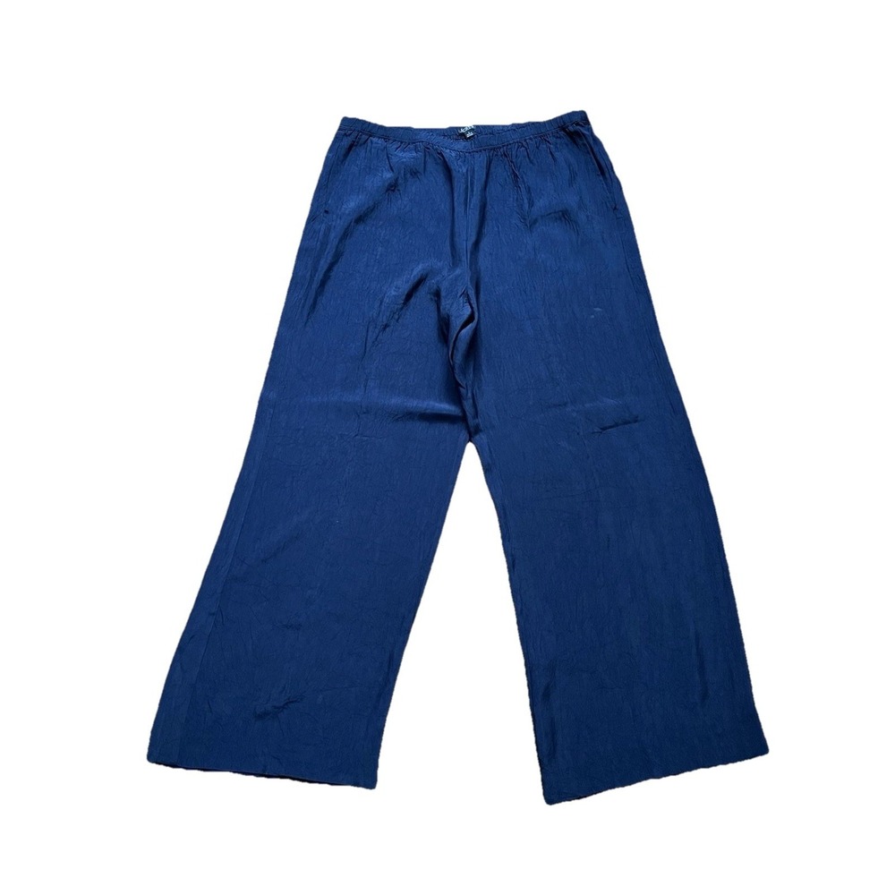 J.Crew Relaxed Stratus Pants Textured Satin Navy Blue, Size Large *FLAW*